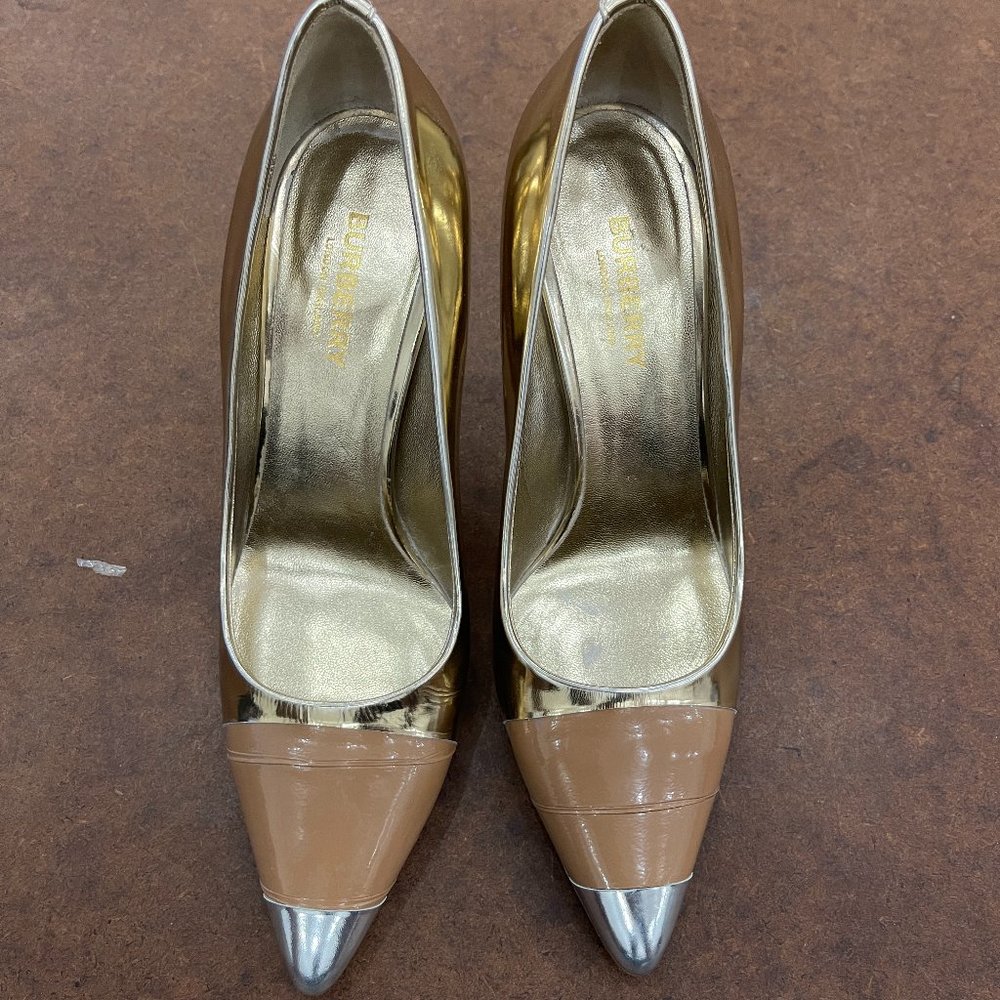 Burberry metallic Annalise Specchio leather pumps - Picture 4 of 8